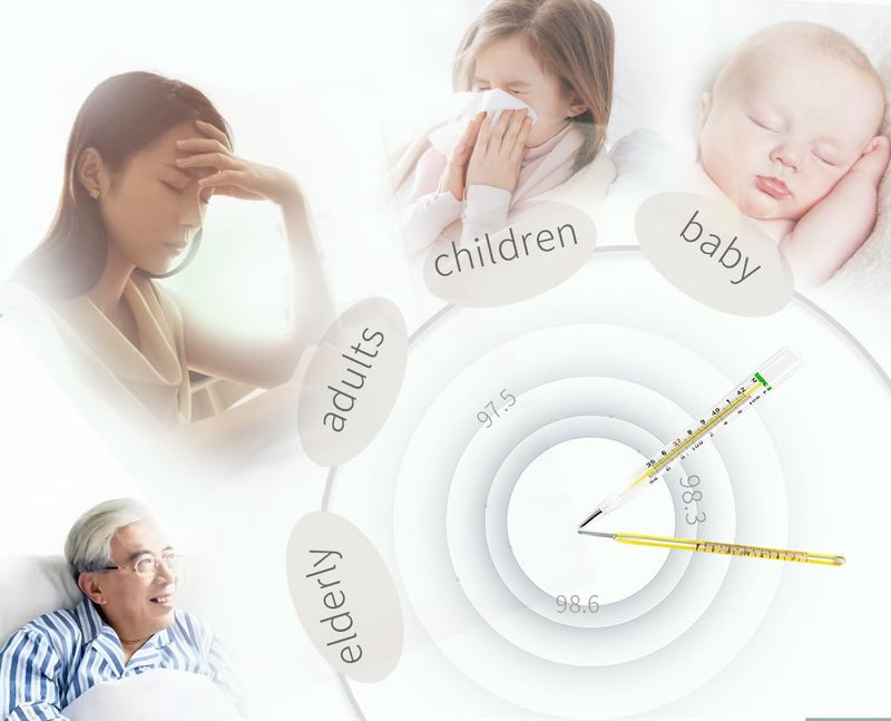 AiBi TECH ℉ Oral Thermometer for Adults and Kids 2PCS - Glass Thermometer for Rectal Temperature - Accurate Easy Reading - - Image 4